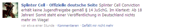 Facebook Eintrag von Ubisoft